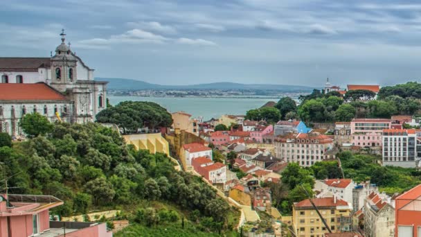 Lisbonne, Portugal skyline vers le château de Sao Jorge. — Video