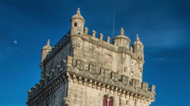 Lizbon, Portekiz. Belem Kulesi, Torre de Belem, Tagus Nehri 'nin ağzında bulunan güçlendirilmiş bir kuledir..
