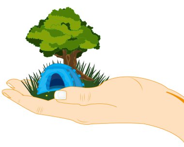 Glade ve kişinin palmiye ağacı