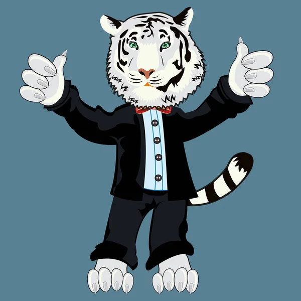 Tiger albino in suit — Stock Vector