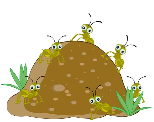 Anthill with ant — Stock Vector