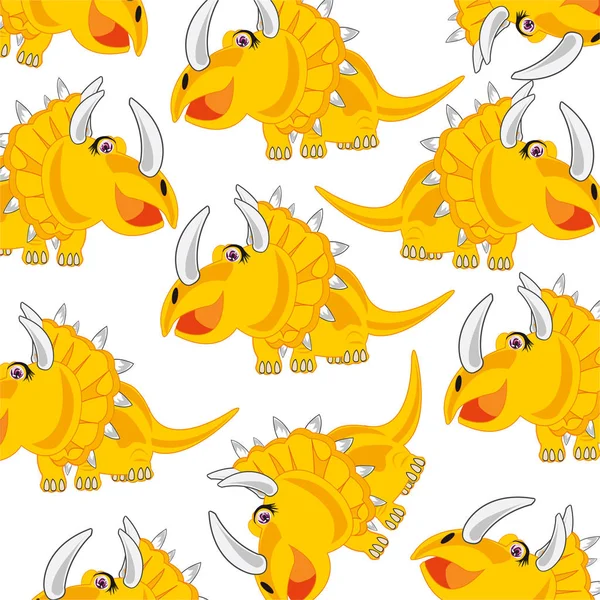 Dinossauro Eotriceratops Padrão Decorativo Fundo Branco — Vetor de Stock