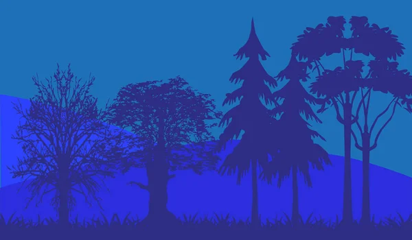 Panorama Nature Bois Montagnes Couleur Rose — Image vectorielle