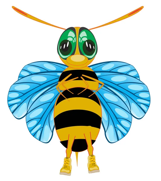 Vector Illustratie Insect Bij Cartoon Witte Achtergrond — Stockvector