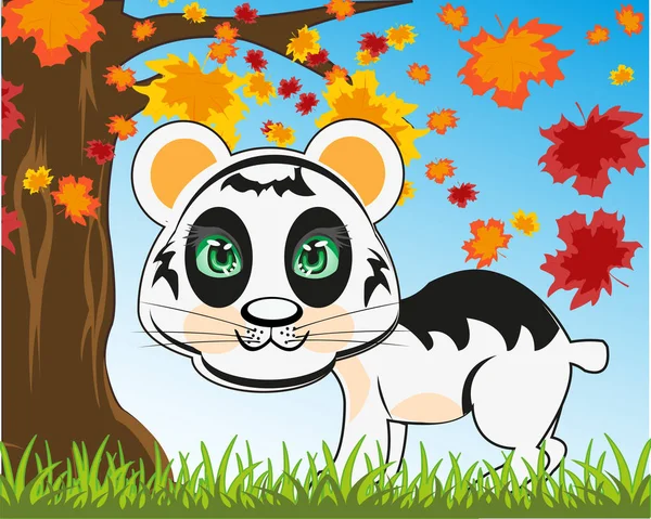 ツリーの下で自然の動物パンダ漫画 — ストックベクタ