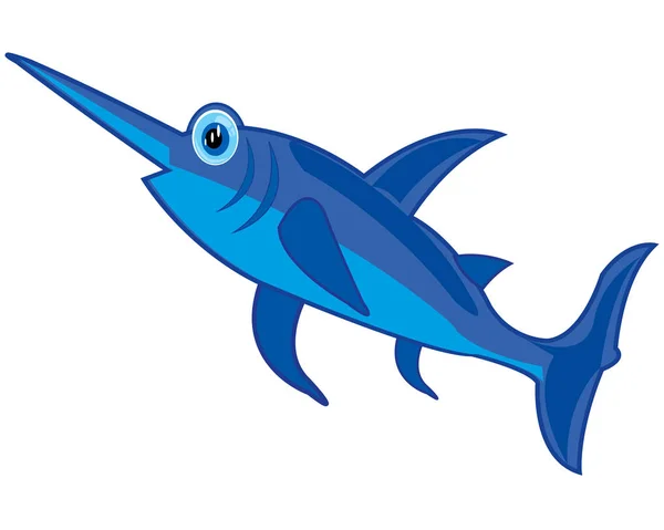 Cartoon van vis zwaard op witte achtergrond is geïsoleerd — Stockvector