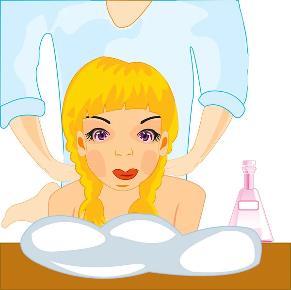 Making look younger and beautiful girl on massage — Stock Vector