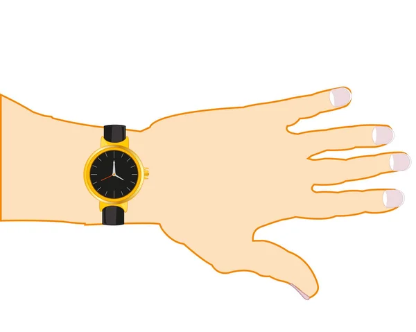 Watch with band on hand of the person — Stock Vector