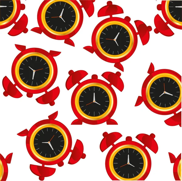 Vector illustration of the decorative pattern from red alarm clock — Stock Vector