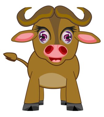 Beyaz zemin üzerine karikatür hayvan buffalo İzoleli