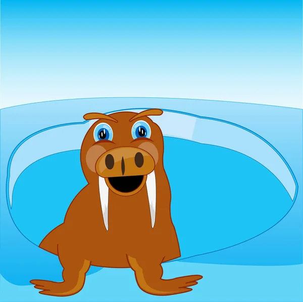 Arctic animal walrus shows from water.Vector illustration — Stock Vector