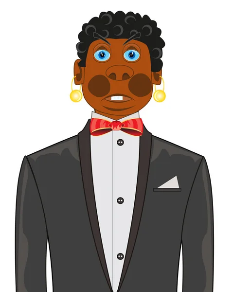 Dark-skinned man in fashionable suit on white background — Stock Vector