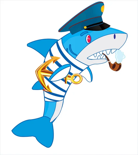 Vector illustration of the shark in sea form — Stock Vector