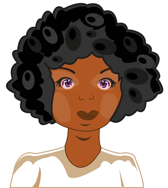 Portrait of the curly girl to african appearance — Stock Vector
