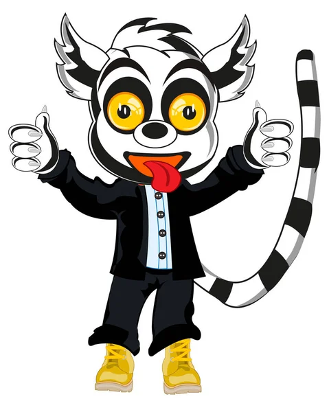 Cartoon animal lemur in suit and footwear — Stock Vector