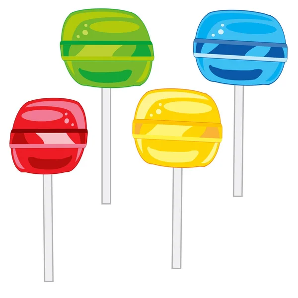 Vektoros Illusztráció Candy Cukorkák Nyalóka Szín Stick — Stock Vector