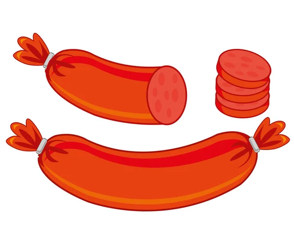 Vektor Illustration Der Fleisch Hotdogs Auf Weißem Hintergrund Ist Isoliert — Stockvektor