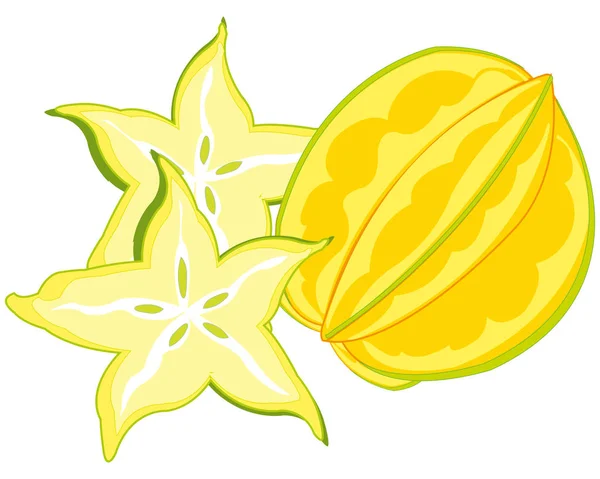 Carambola fruit on white background is insulated — Stock Vector
