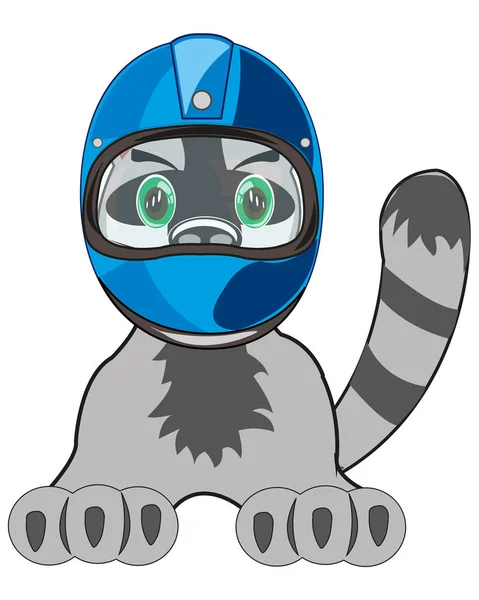 Vetor ilustração animal gato no capacete defensivo do piloto —  Vetores de Stock