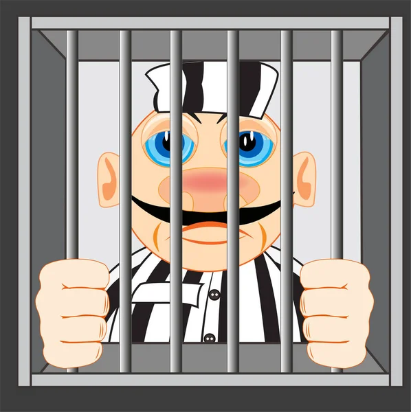 Man comprised in prison for iron lattice — Stock Vector