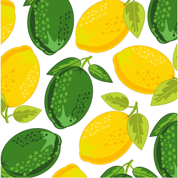 Ilustración vectorial del patrón decorativo fruta limón y lima — Vector de stock