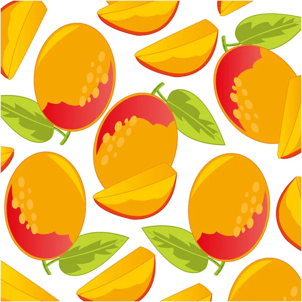 Vektorová ilustrace vzorce zralých plodů mango — Stockový vektor