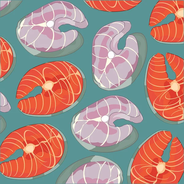 Viande de poisson motif décoratif sur fond gris — Image vectorielle