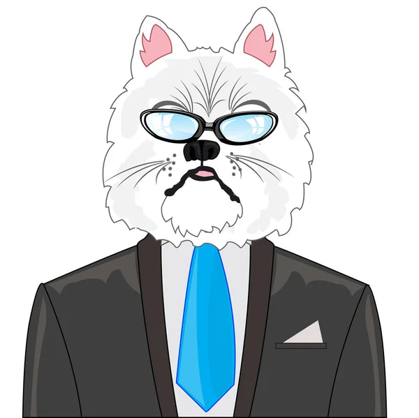 Portret kota w garniturze i krawat — Wektor stockowy