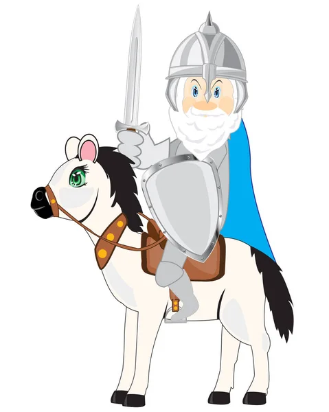 Середньовічний лицар з зброєю меч на коні — стоковий вектор