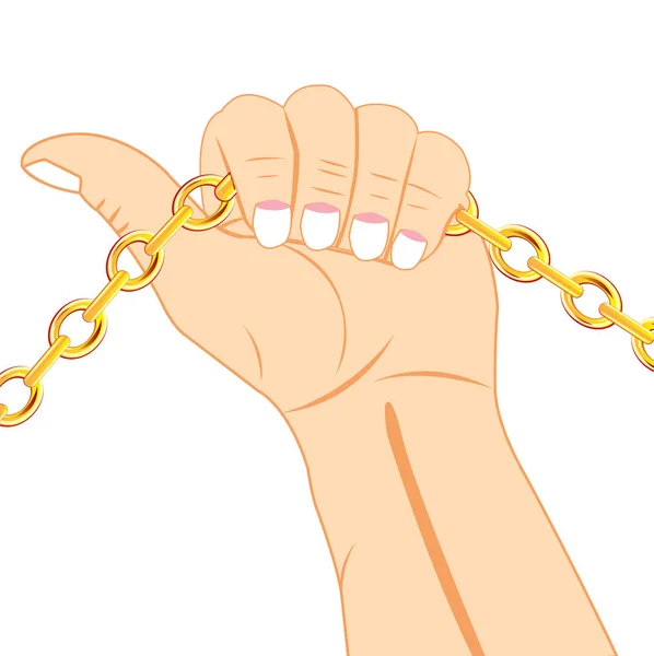 La cadena del dorado en la mano de la persona — Archivo Imágenes Vectoriales