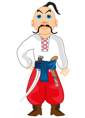 Beyaz arka plandaki eski Ukraynalı savaşçı izole edilmiştir.