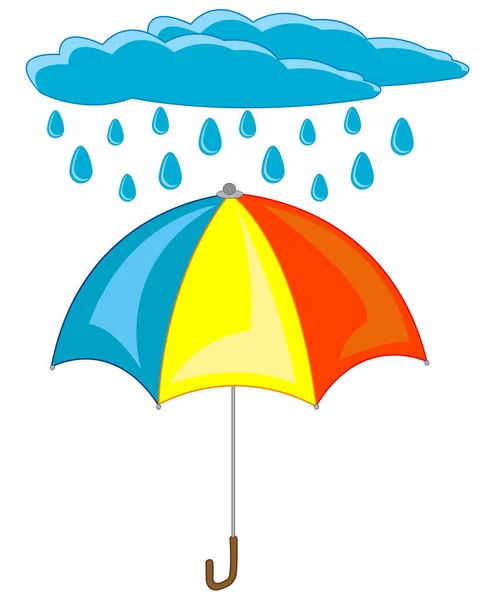 Дощ і парасолька на білому тлі ізольовані — стоковий вектор