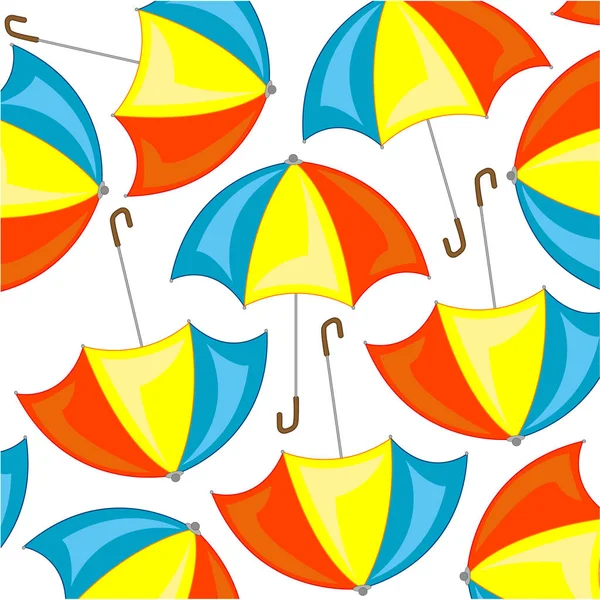 Varicoloured umbrella pattern on white background is insulated — ストックベクタ