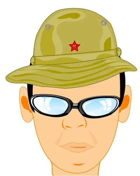 Homme panama militaire en coiffure pour les pays chauds — Image vectorielle