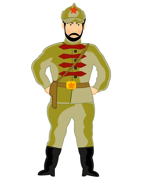 Vector illustration of the soldier in form of the red army — Stock Vector