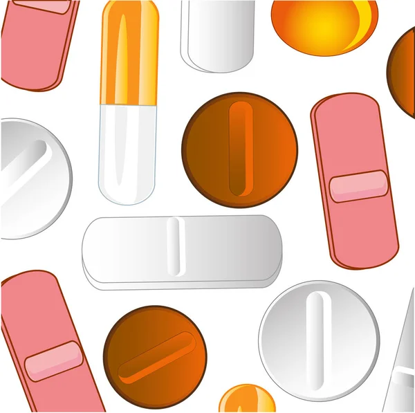 Tabletki lecznicze w kolorze i postaciach — Wektor stockowy