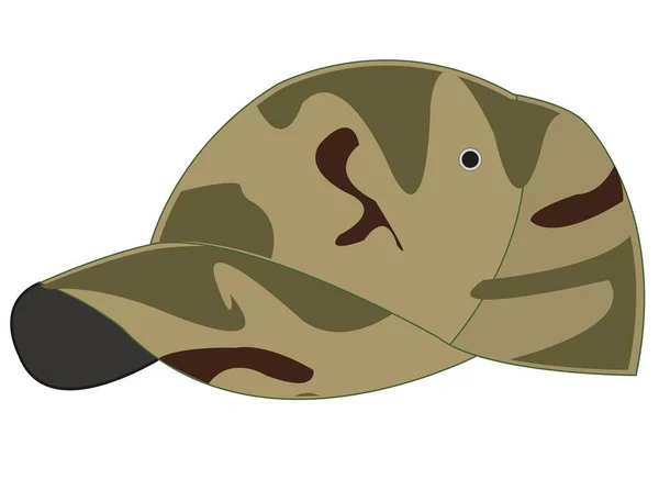 Vector Ilustración Sombrero Tocado Color Camuflaje Ejército — Archivo Imágenes Vectoriales