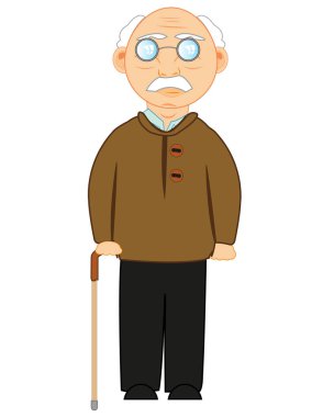 Elinde bastonla yaşlı bir adam