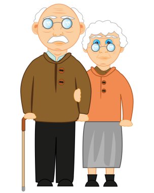 Büyükbaba ve yaşlı kadınların vektör çizimi