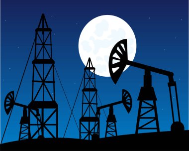 Çöl manzarasında petrolden petrole madencilik