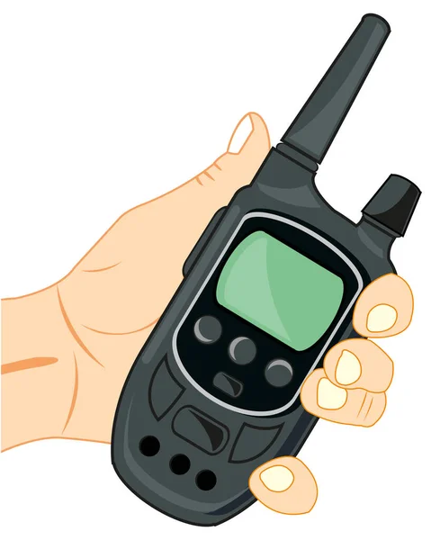 Ραδιοφωνική συσκευή στο χέρι του προσώπου — Διανυσματικό Αρχείο