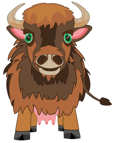 Cartoon of the female of the wildlife yak — Stockový vektor