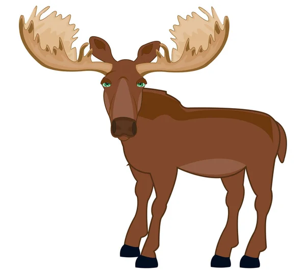 Vector Illustration Ungulate Animal Moose Greater Horn — Stock Vector