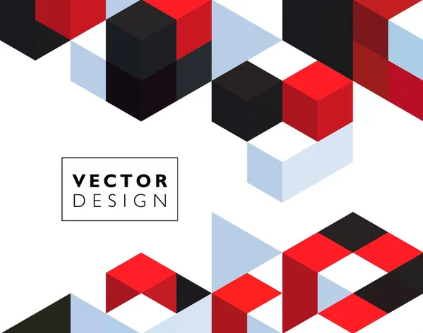 Fond abstrait avec cubes de couleur et grille — Image vectorielle
