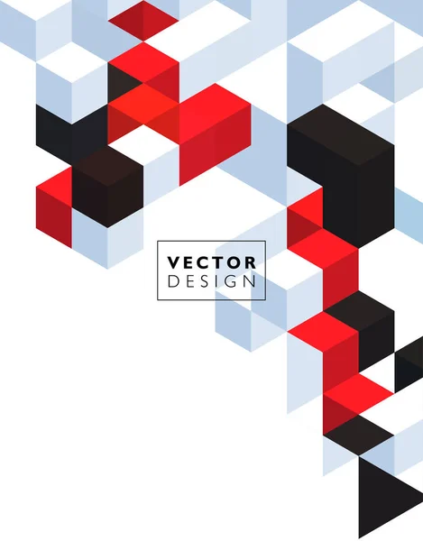 Fondo abstracto con cubos de color y rejilla — Vector de stock