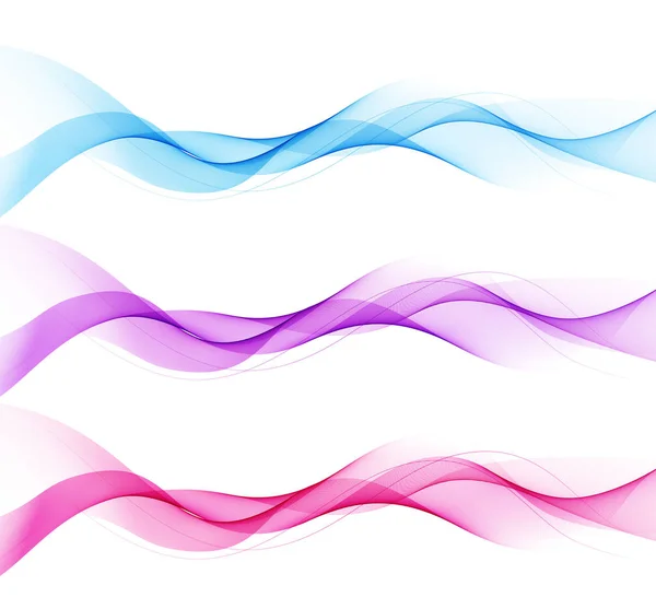 Ensemble de couleur abstraite vague fumée design ondulé transparent — Image vectorielle