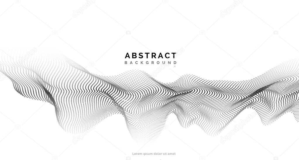 Abstract background with dots lines. Vector particles. Halftone wavy line shape. For business, science, technology design