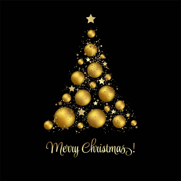 Eleganter weihnachtlicher Hintergrund mit Goldkugeln — Stockvektor