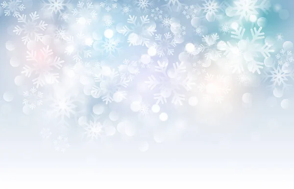 Tarjeta de invierno con copos de nieve. Ilustración vectorial . — Vector de stock