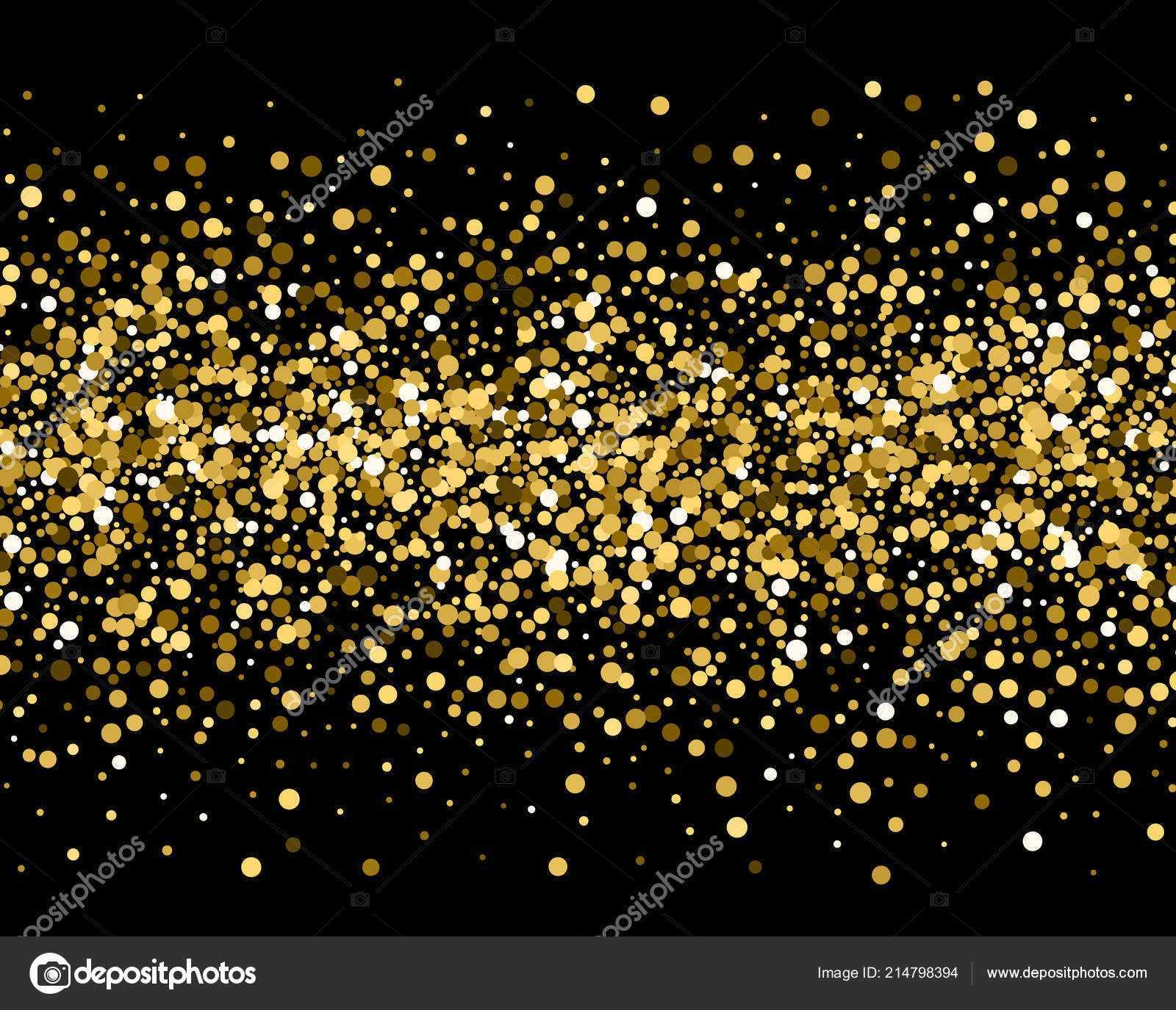 Gold sparkles on black background. Gold glitter . Stock Vector by ©-strizh-  214798394